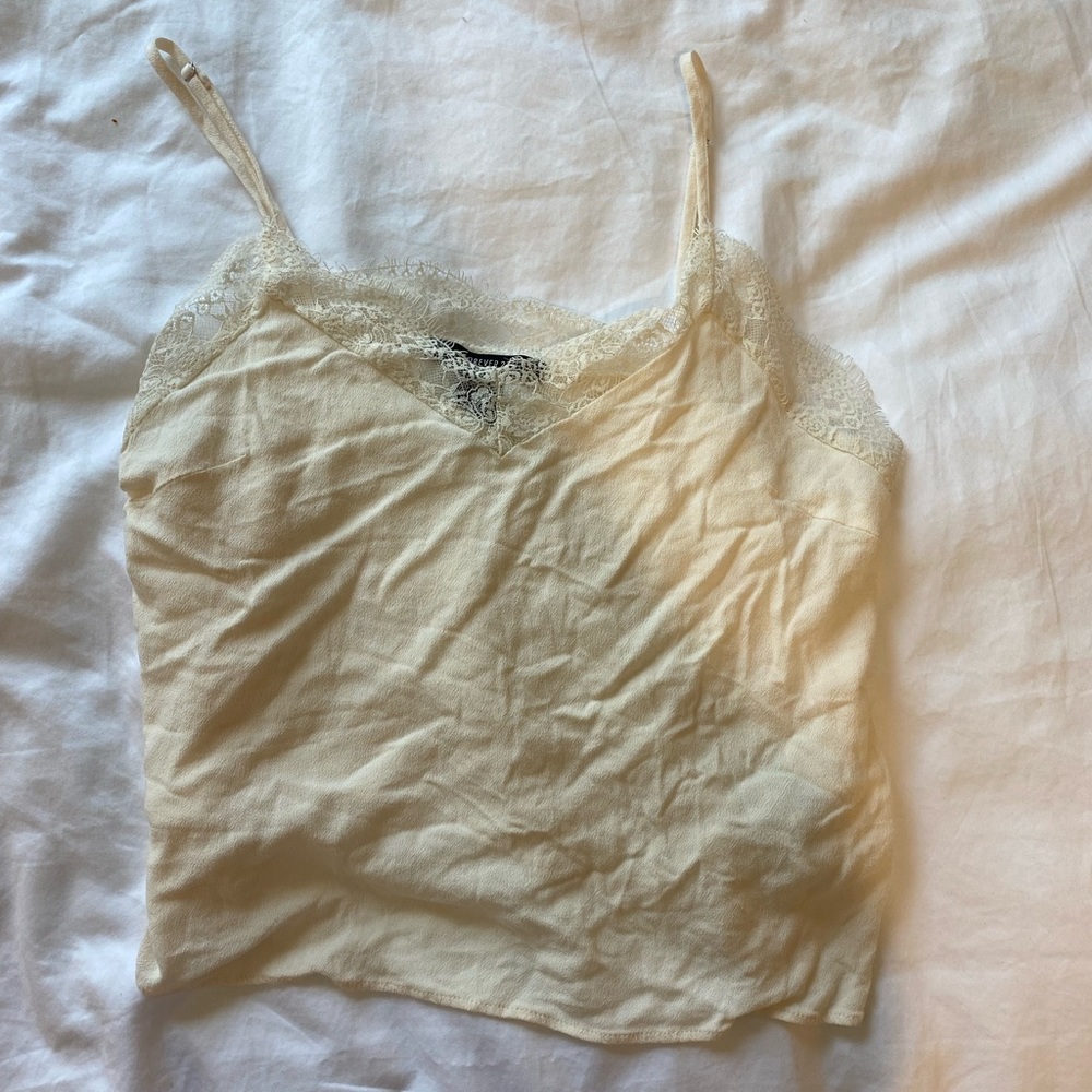 Forever 21 Cream Lace Tank, size S